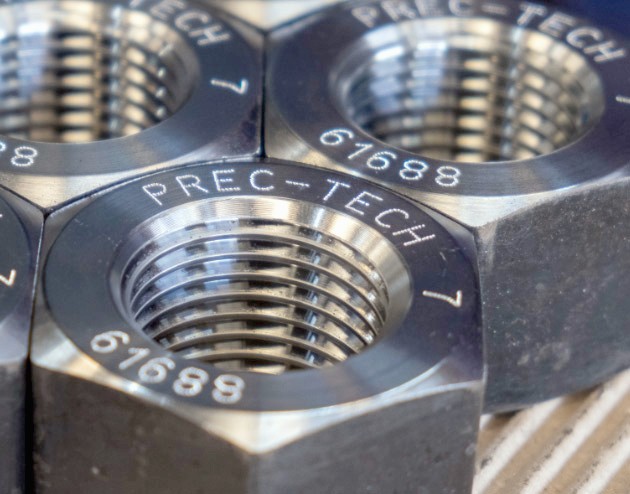 Porcas usinadas com gravação Prec-Tech Porcas usinadas com gravação Prec-Tech